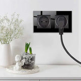 Priza dubla cu rama din sticla securizata Classlights, 16A, Negru