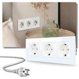 Priza tripla cu rama din sticla securizata Classlights , 16A, Alb