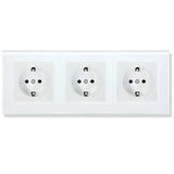 Priza tripla cu rama din sticla securizata Classlights , 16A, Alb