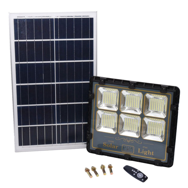 Kit Iluminare cu Panou Solar + Proiector Led 300W + Telecomanda, Pachet Complet