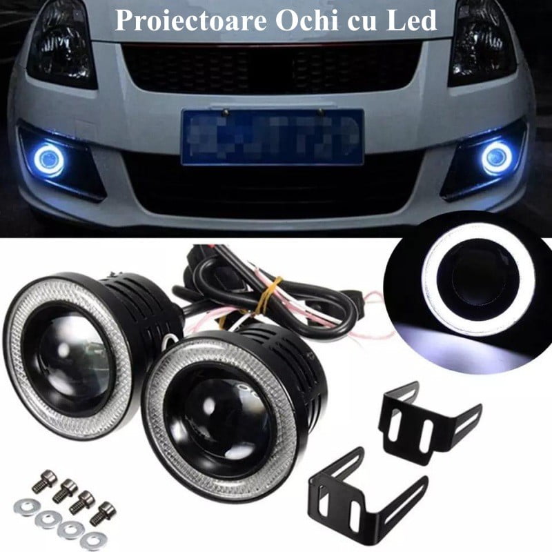 Set Proiectoare Auto LED Universale, 89mm / 10W / 3200Lm