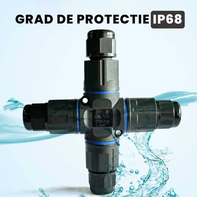Conector Electric Impermeabil IP68 pentru 4 Cabluri - 3 poli, ElectroAZ