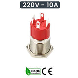 Buton Metalic Push 19mm cu Retinere, 220V - 10A, Led Verde, ElectroAZ