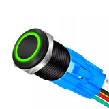 Buton Push Negru 19mm cu Revenire si Led Verde, ElectroAZ