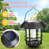 Set 2 Lampi Solare de Exterior cu Efect Flacara Realista, Design Retro Elegant,Protectie IP65, Negru