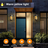 Set 2 Lampi Solare de Exterior cu Efect Flacara Realista, Design Retro Elegant,Protectie IP65, Negru