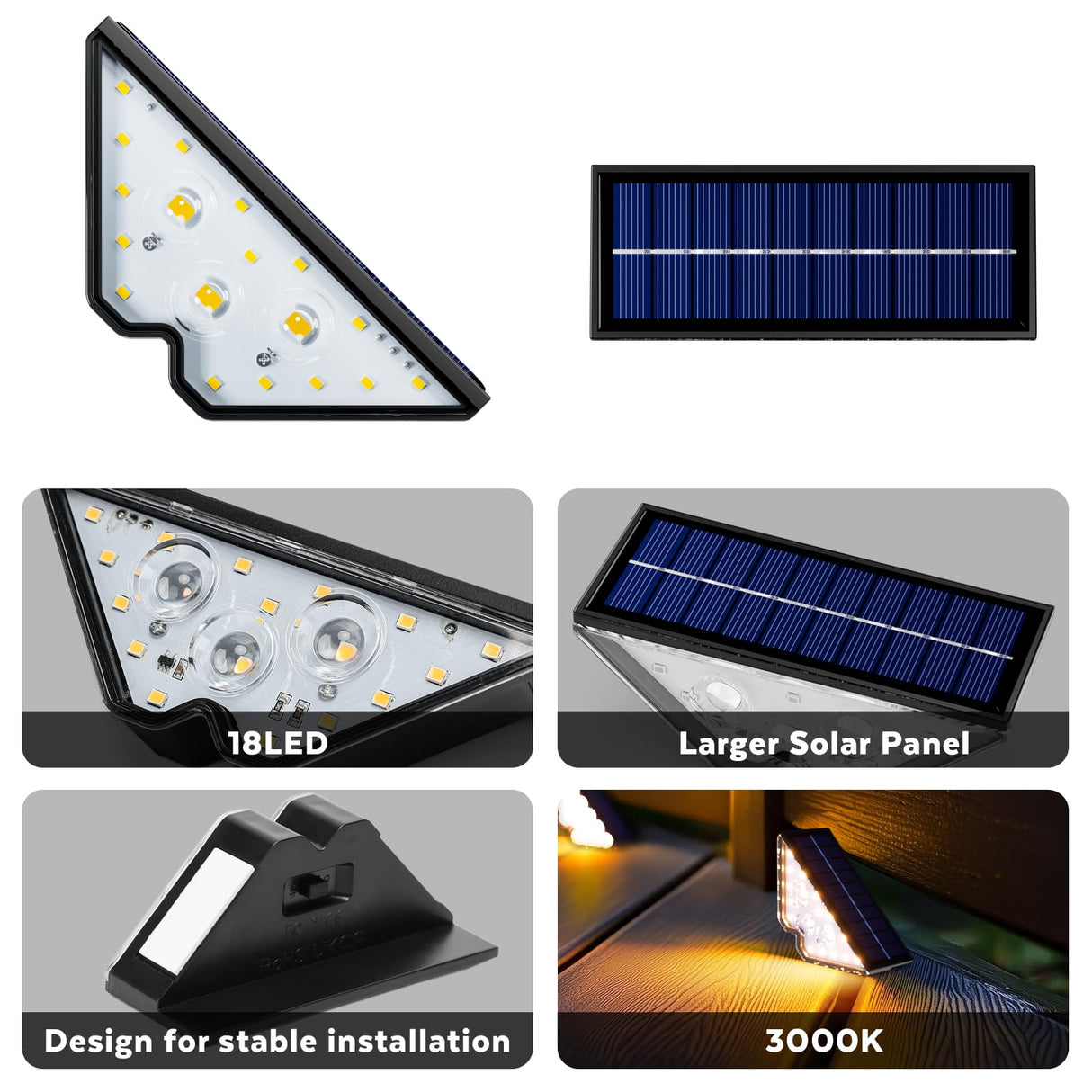 Set 6 Lampi Solare LED Triunghiulare, Lumina Alba, Exterior, Protectie IP65