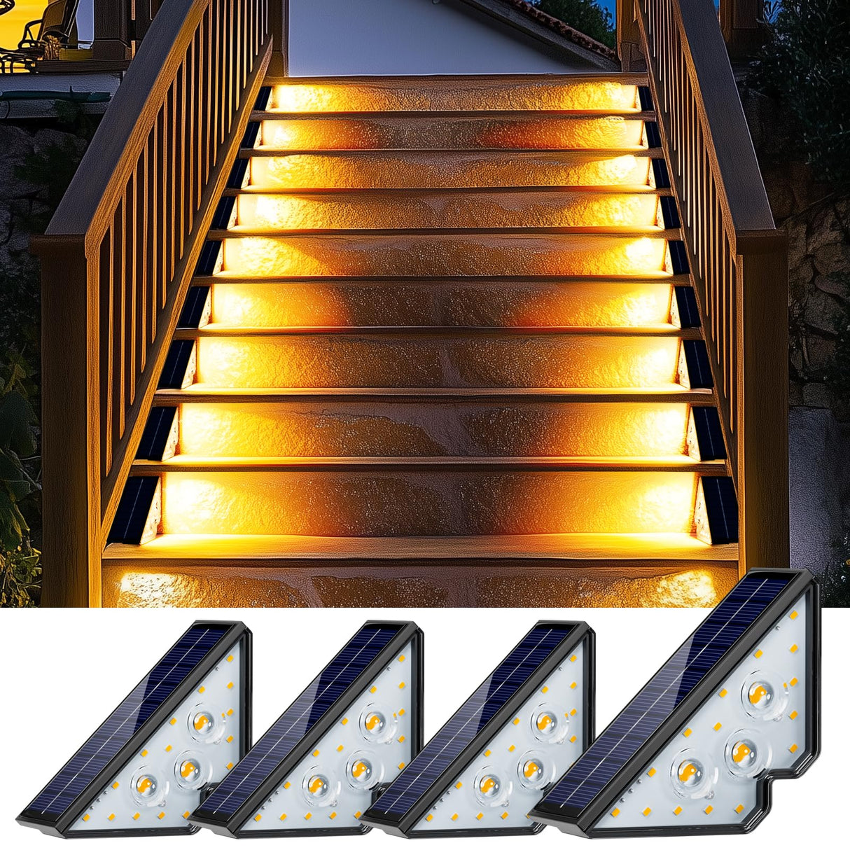 Set 6 Lampi Solare LED Triunghiulare, Lumina Alba, Exterior, Protectie IP65