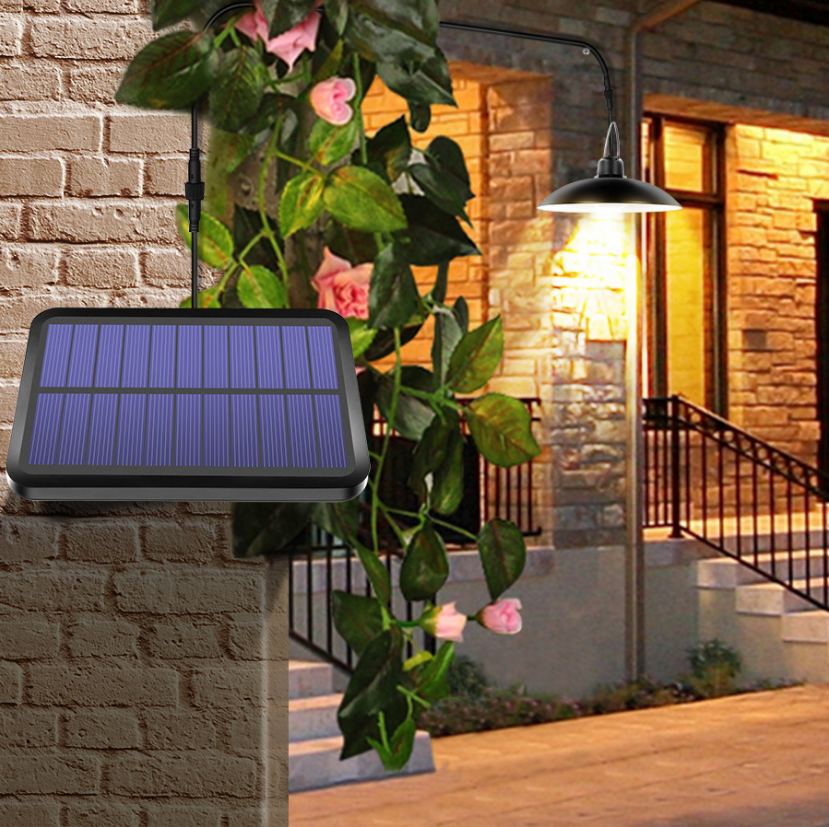 Lampa Solara Dubla Suspendata, 2 Candelabre cu Panou Fotovoltaic Separat, IP65