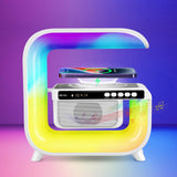 Ceas Digital cu Boxa Bluetooth, Incarcare Wireless 15W si Iluminare LED RGB