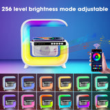 Ceas Digital cu Boxa Bluetooth, Incarcare Wireless 15W si Iluminare LED RGB