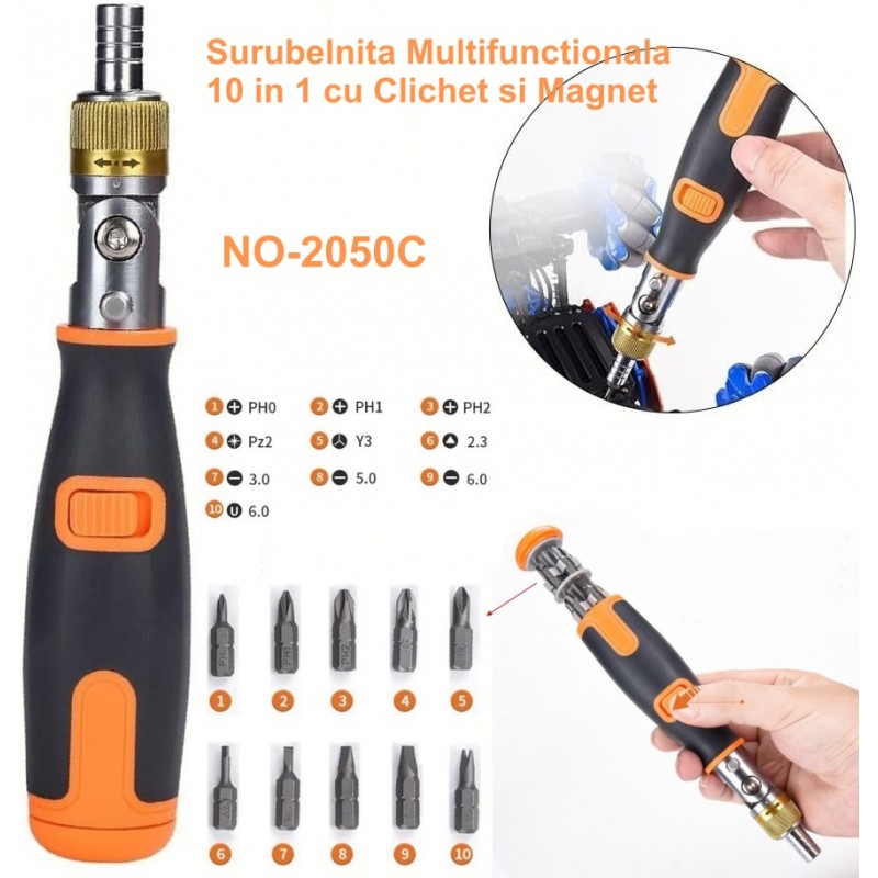 Surubelnita Multifunctionala 10 in 1 cu Clichet, 2050A