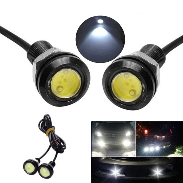 Set 2 Buc LED Auto cu fir, Diametru 18mm, 12V, Putere 9W, Alb