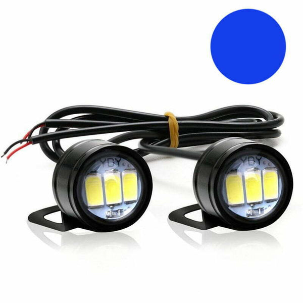 Set 2x LED Auto/Moto cu suport metalic si fir, Diametru 23mm, 9W, Albastru