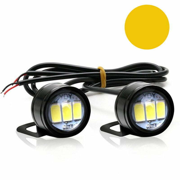 Set 2x LED Auto/Moto cu suport metalic si fir, Diametru 23mm, 9W, Galben