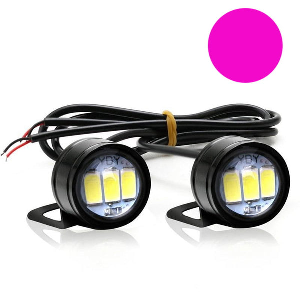 Set 2x LED Auto/Moto cu suport metalic si fir, Diametru 23mm, 9W, Mov