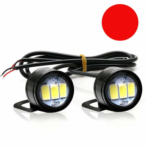 Set 2x LED Auto/Moto cu suport metalic si fir, Diametru 23mm, 9W, Rosu