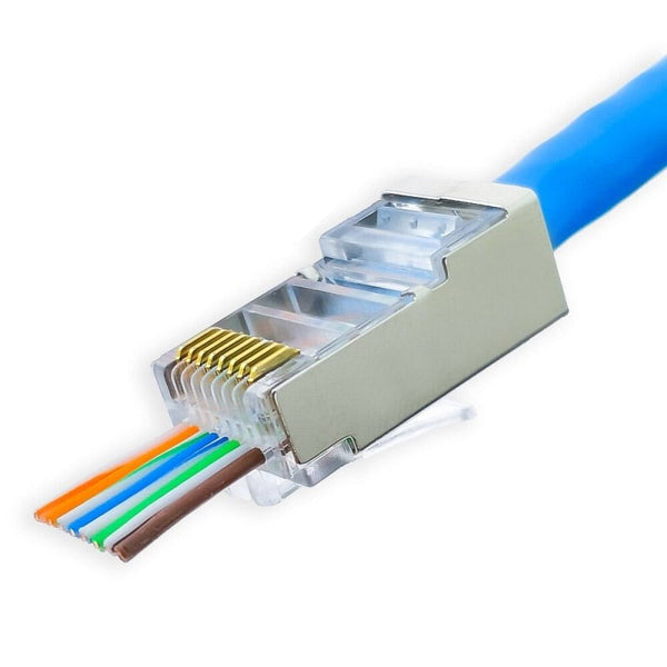 Set Mufa FTP-UTP RJ45 Metal Cat6E, Cutie 100 buc