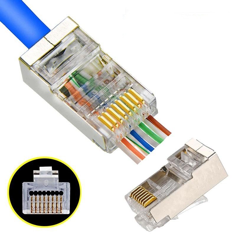 Set Mufa FTP-UTP RJ45 Metal Cat6E, Cutie 100 buc