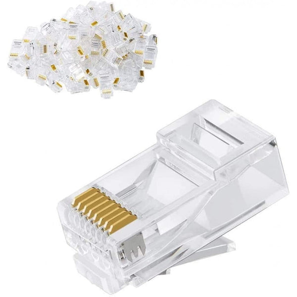 Set 100 Mufe UTP RJ45, CAT6, Opritor Fixare, Plastic, Transparent