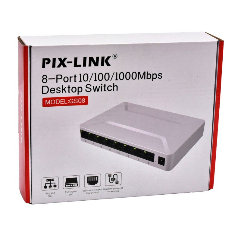 Switch Gigabit 8 Porturi 10/100/1000Mbps Pix-Link GS08
