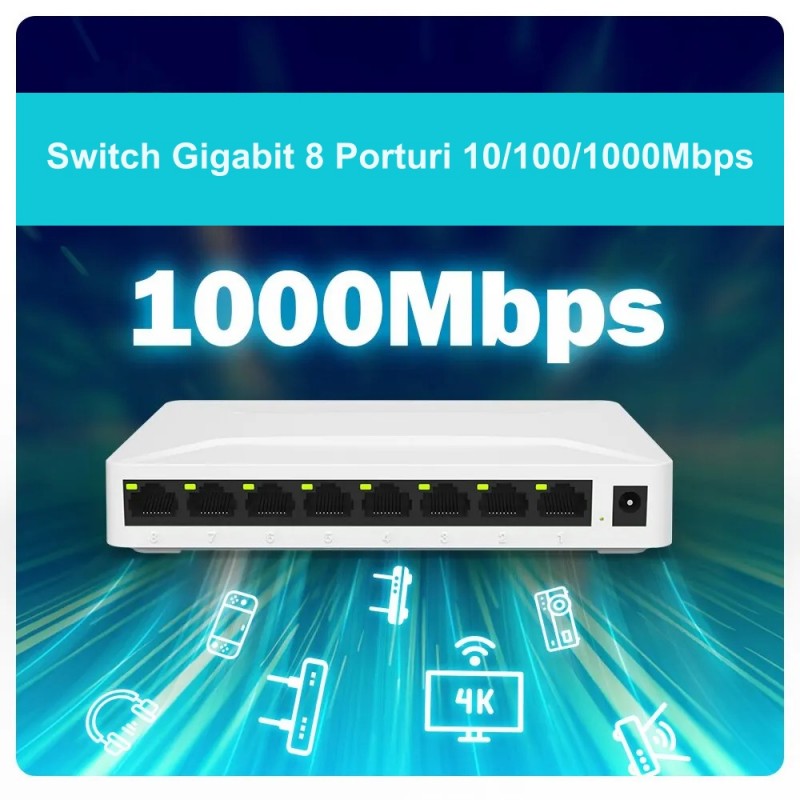 Switch Gigabit 8 Porturi 10/100/1000Mbps Pix-Link GS08
