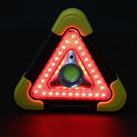 Triunghi Auto de Avertizare cu Lumina, Acumulator + Incarcare Solara