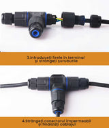 Conector Electric Impermeabil IP68 pentru 3 Cabluri - 2 poli, ElectroAZ