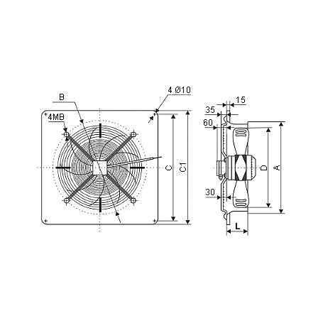 Ventilator Axial de Perete 220V-350mm