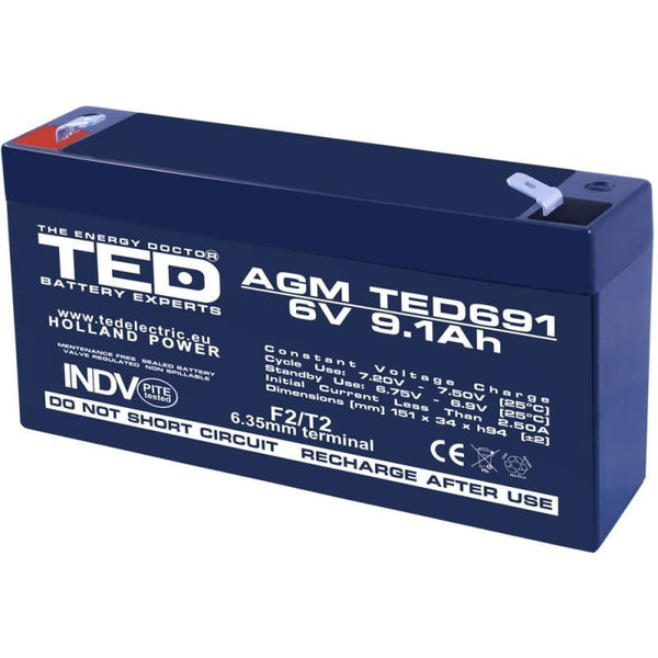 Acumulator Plumb-Acid 6V-9,1Ah TED