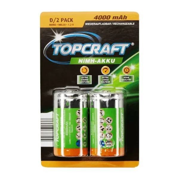 Acumulatori Reincarcabili Topcraft Tip R20 4000 mAh Set 2 Buc