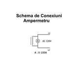 Ampermetru Digital de Panou, 220V, Diametru 22mm, Verde