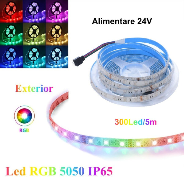 Banda Led RGB 24V- 60Led/m, Exterior IP65 - 5m/Rol