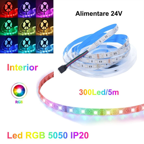 Banda Led RGB 24V- 60Led/m, Interior IP20 - 5m/Rol