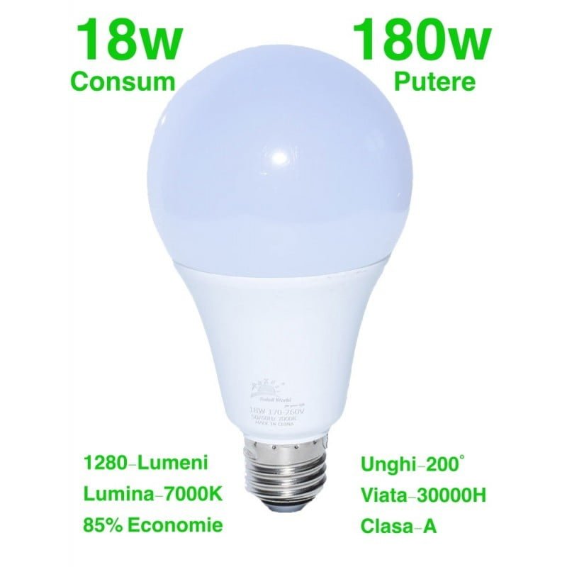 Bec Led, Dulie E27, 18W, Alb-Rece