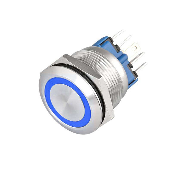 Buton Push 22mm cu Revenire, 12-24V, Led Albastru, ElectroAZ