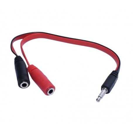 Cablu Audio Jack 3,5mm Tata - 2 Jack 3,5mm Mama, 20cm