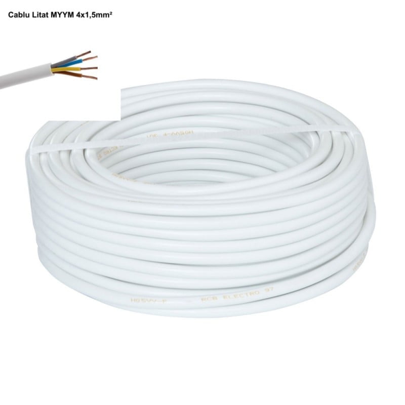 Cablu Electric Litat 4x1,5mm² Alb MYYM Litat / 100m