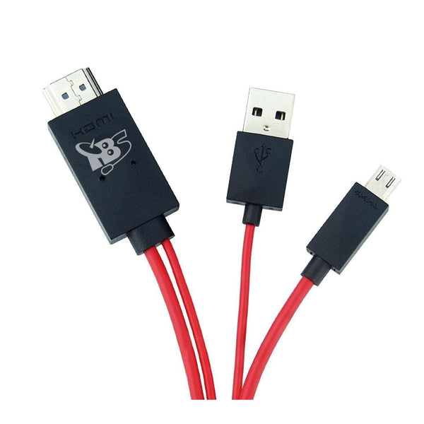 Cablu HDMI TV FullHD MHL Micro USB S5 S4 S3 negru-rosu