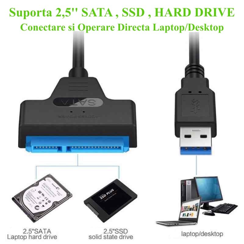 Convertor Hard Disk cu Usb 3.0 la Sata 4TB, 130mm, ElectroAZ