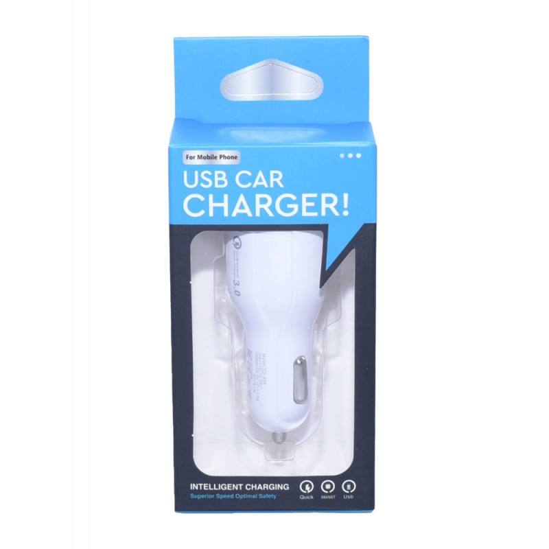 Incarcator Auto 2 X USB 3.0 / D-15, Alb