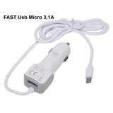 Incarcator Auto Fast Micro Usb 3,1A + Usb 100cm