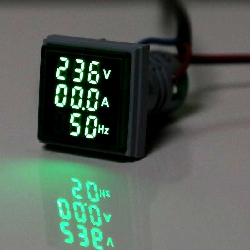 Indicator Digital cu Led 3 In 1: Voltmetru, Ampermetru, Frecventa, Verde