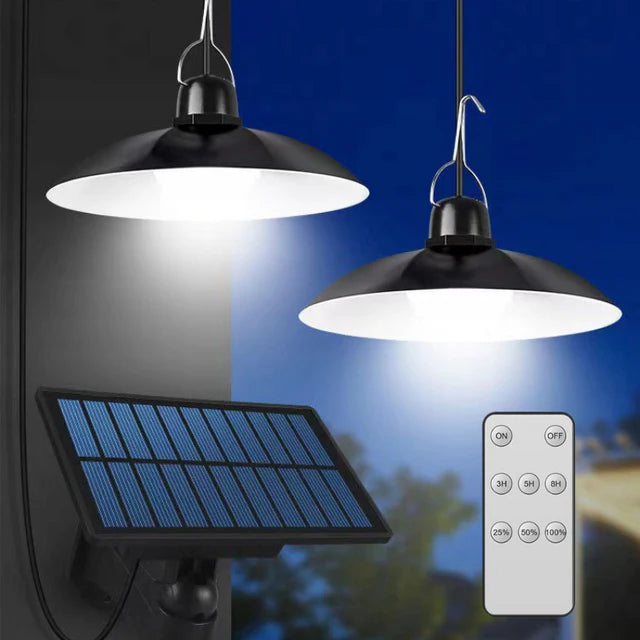 Lampa Solara Dubla Suspendata, 2 Candelabre cu Panou Fotovoltaic Separat, IP65
