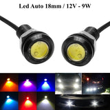 Set 2 Buc LED Auto cu fir, Diametru 18mm, 12V, Putere 9W, Albastru