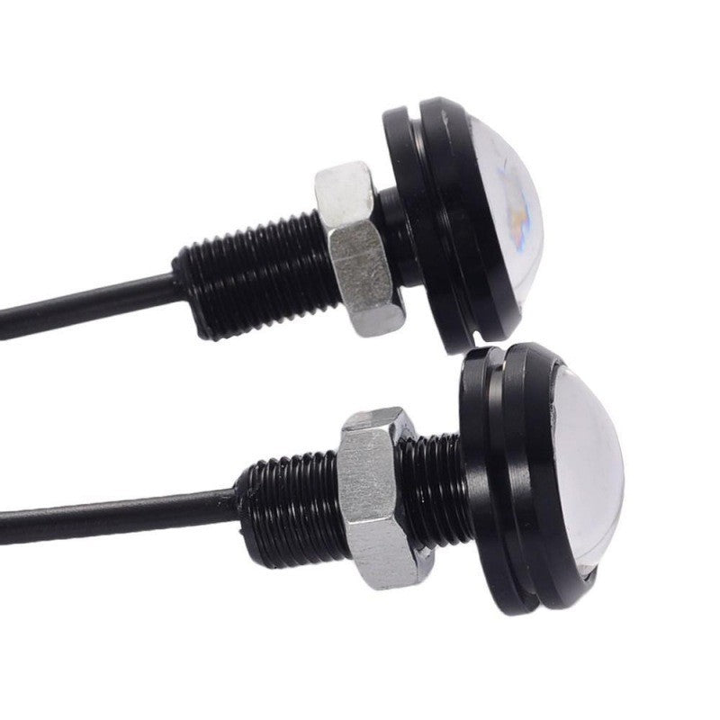 Set 2 Buc LED Auto cu fir, Diametru 18mm, 12V, Putere 9W, Albastru