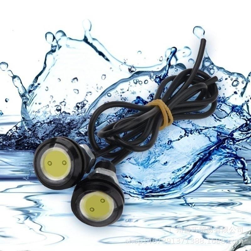 Leduri Auto Waterproof cu fir, Diametru 23mm, 12V, Putere 9W, Set 2 Buc, Alb
