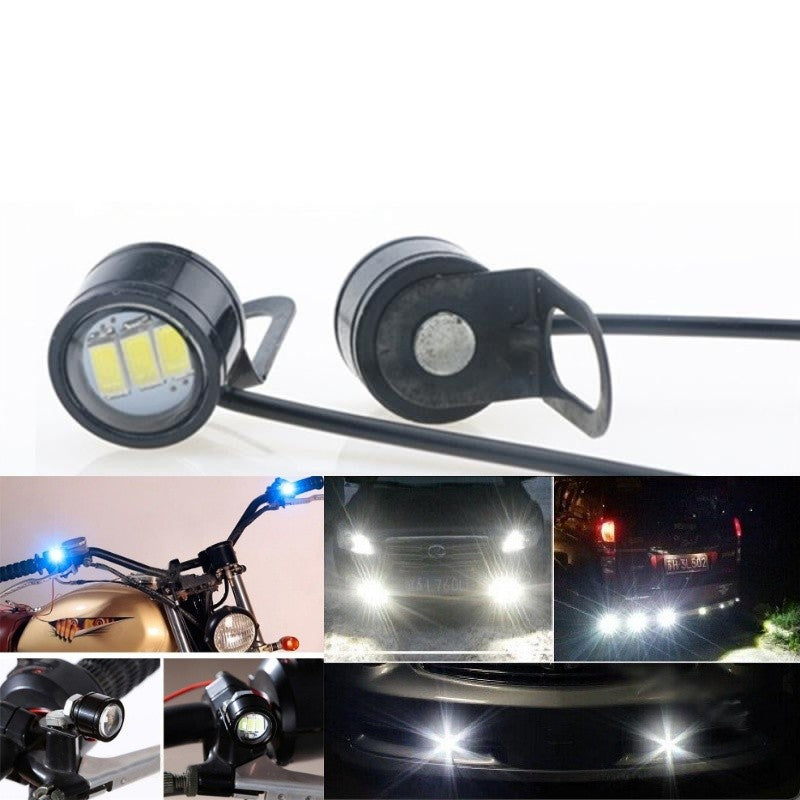 Set 2x LED Auto/Moto cu suport metalic si fir, Diametru 23mm, 9W, Alb