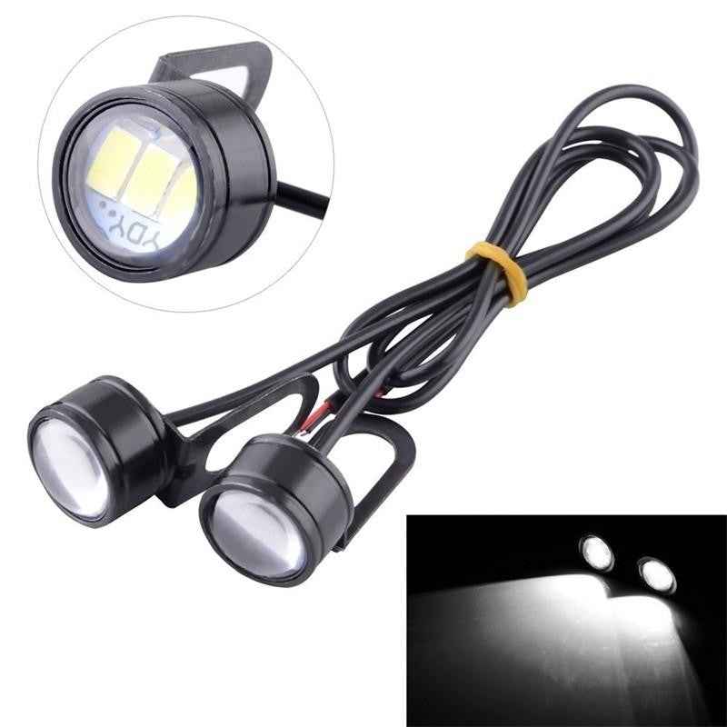 Set 2x LED Auto/Moto cu suport metalic si fir, Diametru 23mm, 9W, Rosu