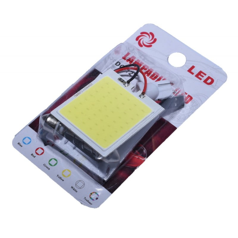 LED Auto COB Plafoniera, 48 Led, Lumina Alb-Rece, Adaptor Feston/T10, 8W